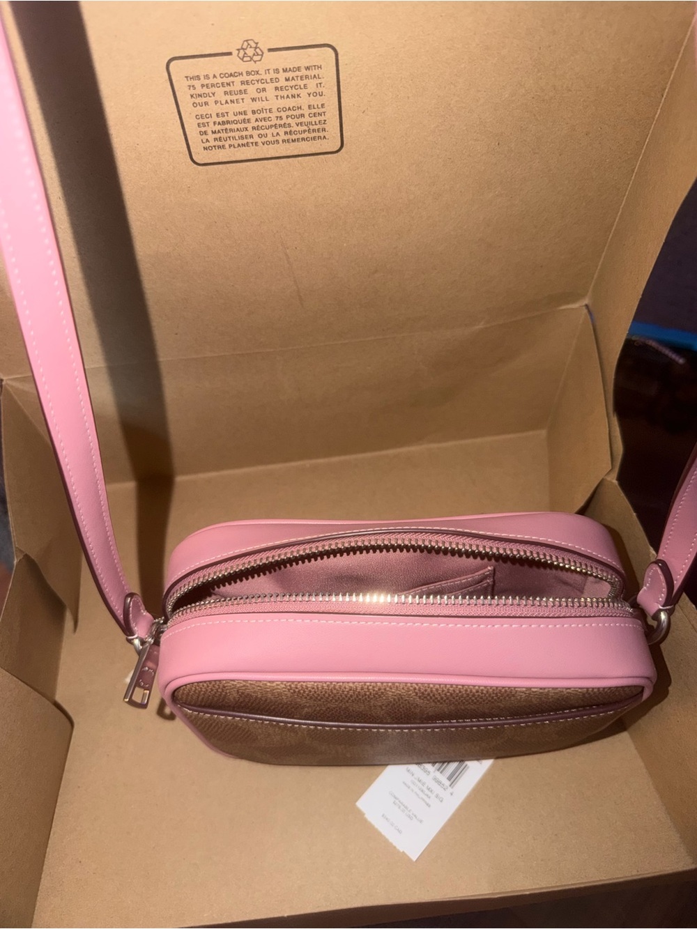 Coach Signature Canvas Jamie camera Crossbody Bag in Brown and Pink - Picture 4 of 7